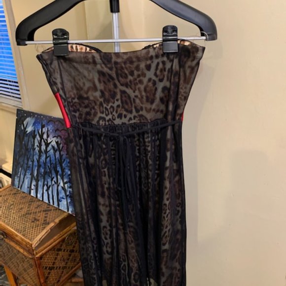 Strapless Animal Print and Overlay dress - Picture 3 of 6